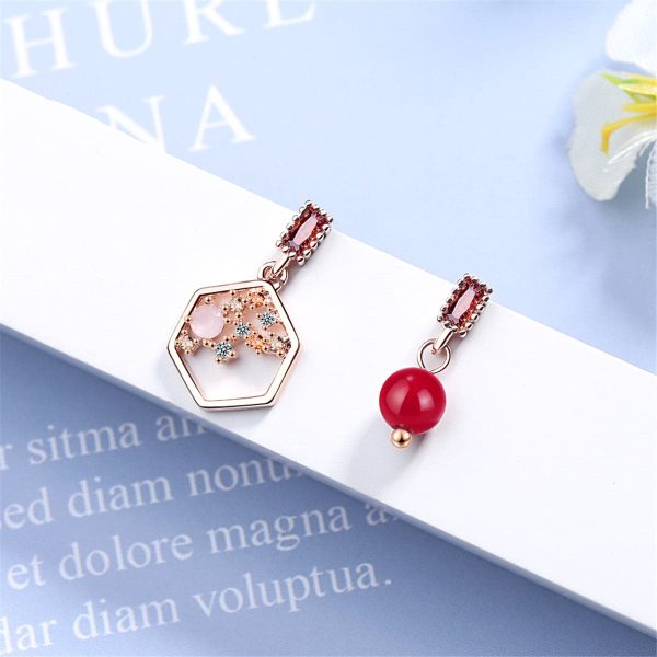 Cubic Zirconia & Red Pearl 18K Rose Gold-Plated Mismatched Drop Earrings Online