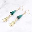 Teal Acrylic & 18K Gold-Plated Christmas Tree Drop Earrings Cheap