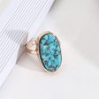 Turquoise & 18K Gold-Plated Oval Ring Supply