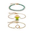 Teal Enamel & Resin 18K Gold-Plated Adjustable Charm Bracelet Set on Sale