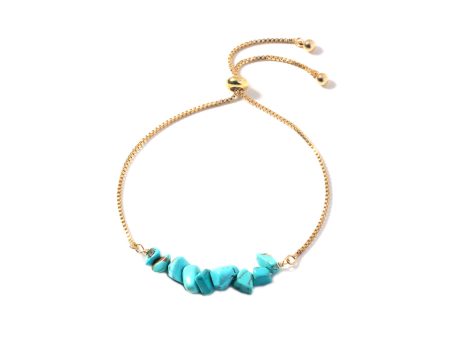 Turquoise & 18K Gold-Plated Adjustable Bracelet For Discount