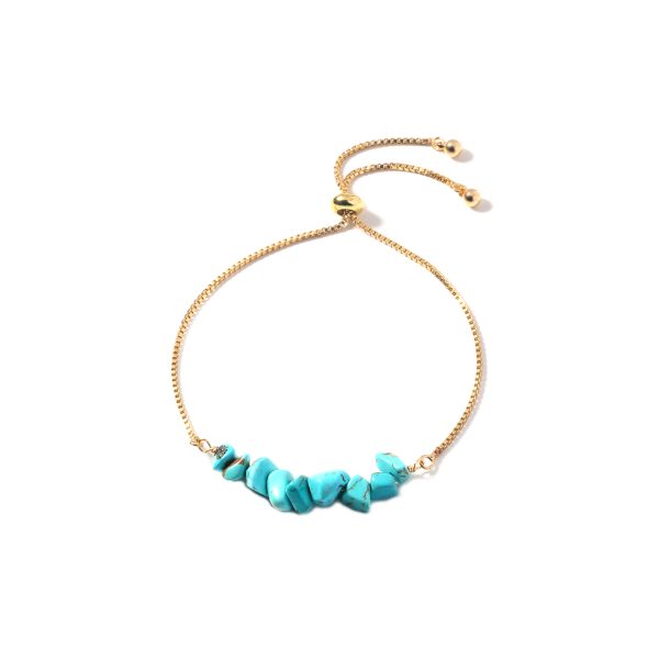 Turquoise & 18K Gold-Plated Adjustable Bracelet For Discount