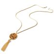 Tan Polyurethane & 18K Gold-Plated Leopard Round Tassel Pendant Necklace For Cheap