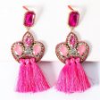 Cubic Zirconia & Rose Crystal Pavé Tassel Crown Drop Earrings Sale