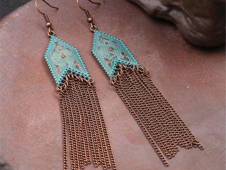 Teal Enamel & 18K Gold-Plated Arrow Tassel Drop Earrings on Sale