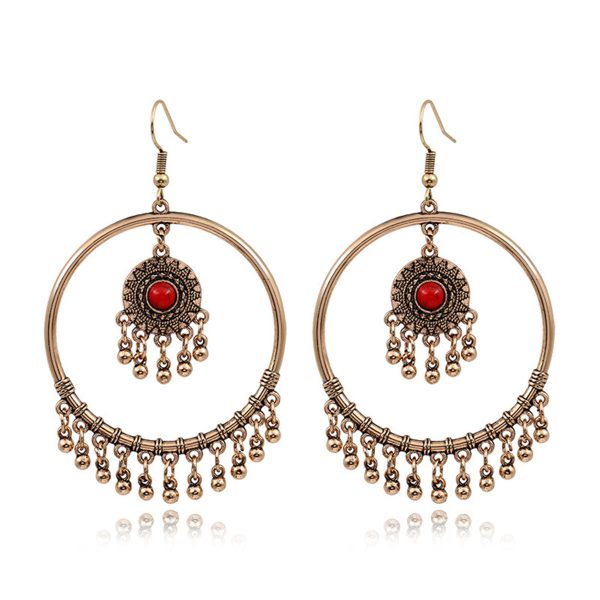 Turquoise & 18K Gold-Plated Big Circle Drop Earrings Online Hot Sale