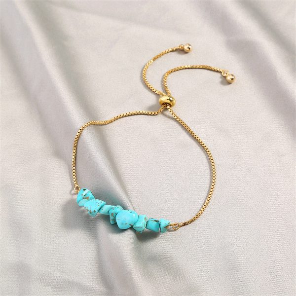 Turquoise & 18K Gold-Plated Adjustable Bracelet For Discount