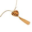 Tan Polyurethane & 18K Gold-Plated Leopard Heart Tassel Pendant Necklace Hot on Sale