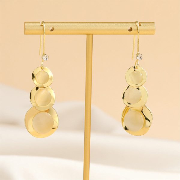 Cubic Zirconia & Cats Eye 18K Gold-Plated Irregular Round Drop Earrings Online Hot Sale