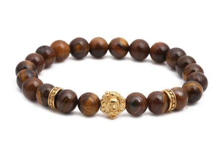 Tiger Eye & 18K Gold-Plated Lion Beaded Stretch Bracelet Online Hot Sale