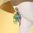 Teal & Purple Howlite Grape Leaves Drop Earrings Fashion