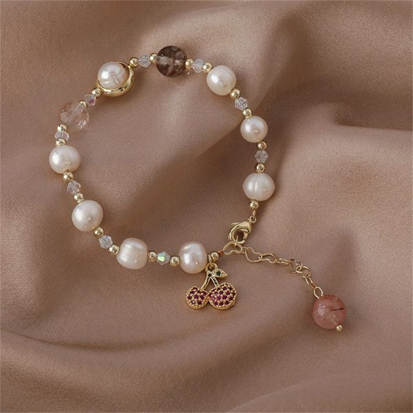 Strawberry Crystal & Pearl 18K Gold-Plated Cherry Charm Bracelet Discount