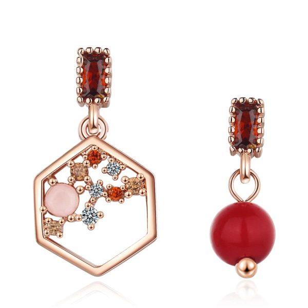 Cubic Zirconia & Red Pearl 18K Rose Gold-Plated Mismatched Drop Earrings Online