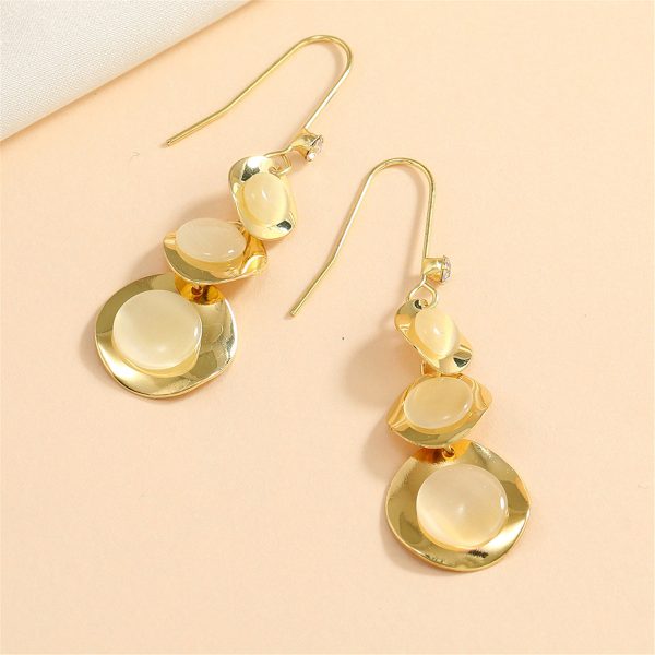 Cubic Zirconia & Cats Eye 18K Gold-Plated Irregular Round Drop Earrings Online Hot Sale