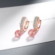 Cubic Zirconia & Pink Crystal Huggie Drop Earrings For Discount