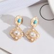 Turquoise & Pearl 18K Gold-Plated Rhombus Drop Earrings Discount