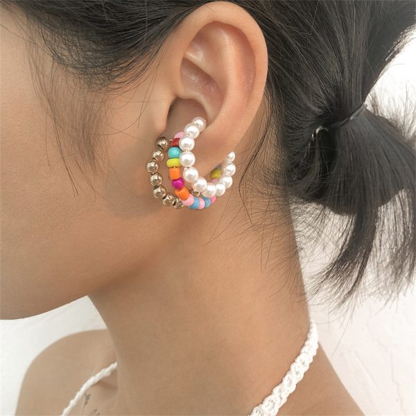 Multicolor Howlite & Pearl 18K Gold-Plated Beads Ear Cuff Set Online Hot Sale