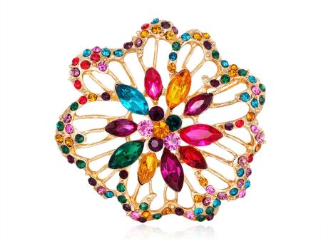 Crystal & Cubic Zirconia Flower Brooch on Sale