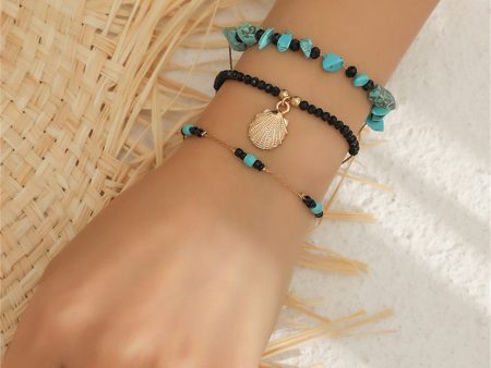 Turquoise & Acrylic Three-Piece Charm Bracelet Set For Discount