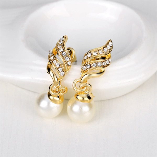 Cubic Zirconia & Pearl 18K Gold-Plated Wing Drop Earrings & Pendant Necklace on Sale