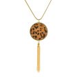 Tan Polyurethane & 18K Gold-Plated Leopard Round Tassel Pendant Necklace For Cheap