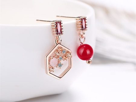 Cubic Zirconia & Red Pearl 18K Rose Gold-Plated Mismatched Drop Earrings Online