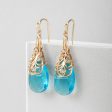 Cubic Zirconia & Lake Blue Crystal Drop Earrings Supply