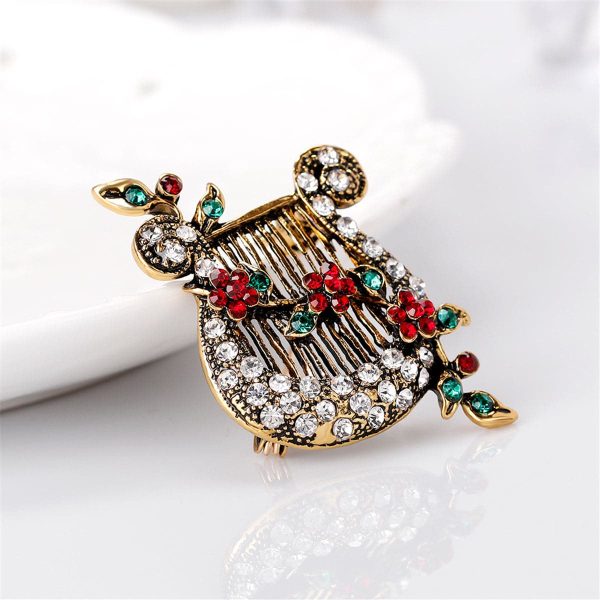 Cubic Zirconia & 18K Gold-Plated Accordion Brooch Online now