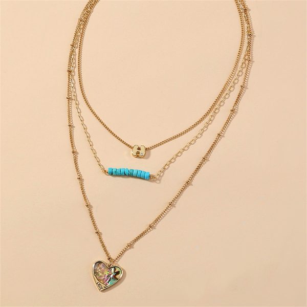 Turquoise & Abalone Shell 18K Gold-Plated Heart Layered Pendant Necklace Hot on Sale