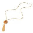 Tan Polyurethane & 18K Gold-Plated Leopard Flower Tassel Pendant Necklace For Cheap