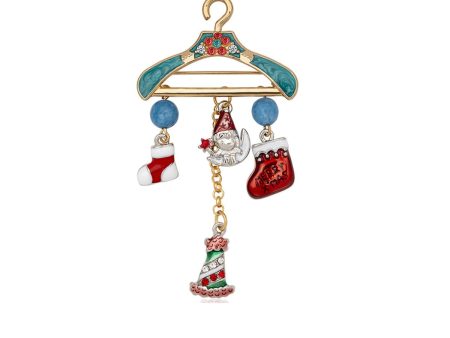 Colored Enamel & Enamel Two Tone Christmas Charm Hanger Brooch Supply