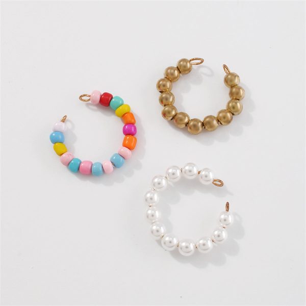 Multicolor Howlite & Pearl 18K Gold-Plated Beads Ear Cuff Set Online Hot Sale