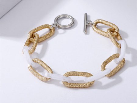 Transparent White & Two-Tone Cable Chain Toggle Bracelet Fashion