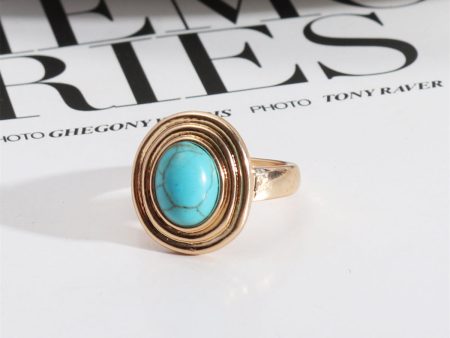 Turquoise & 18K Gold-Plated Oval-Cut Ring Cheap