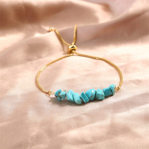 Turquoise & 18K Gold-Plated Adjustable Bracelet For Discount