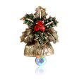 Cubic Zirconia & 18K Gold-Plated Flower Christmas Bell Brooch For Sale