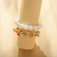 Teal Enamel & Pearl 18K Gold-Plated Bracelet Set Sale