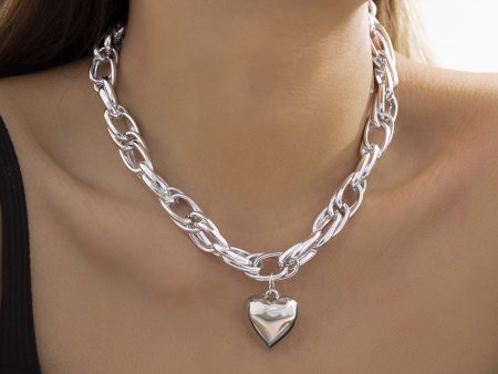 Silver-Plated Heart Pendant Necklace For Discount