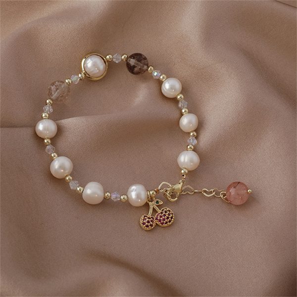 Strawberry Crystal & Pearl 18K Gold-Plated Cherry Charm Bracelet Discount