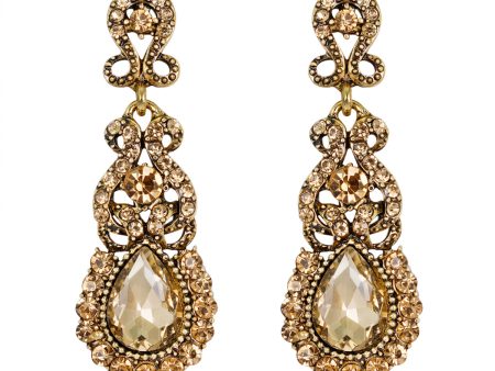 Yellow Crystal & Cubic Zirconia Botany Drop Earrings Fashion