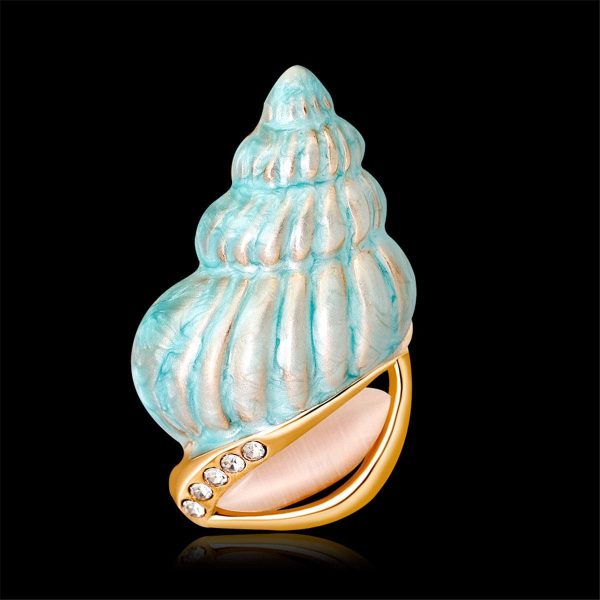 Cubic Zirconia & 18K Gold-Plated Conch Brooch Discount