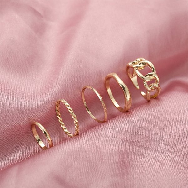 18K Gold-Plated Cable Chain Open Ring Set Online now