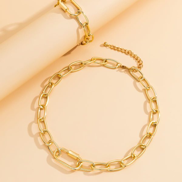 18K Gold-Plated Chunky Cable Chain & Bracelet For Sale