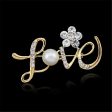 Cubic Zirconia & 18k Gold-Plated  Love  Brooch For Cheap