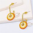 Yellow Enamel & Pearl 18K Gold-Plated Lotus Drop Earrings Sale