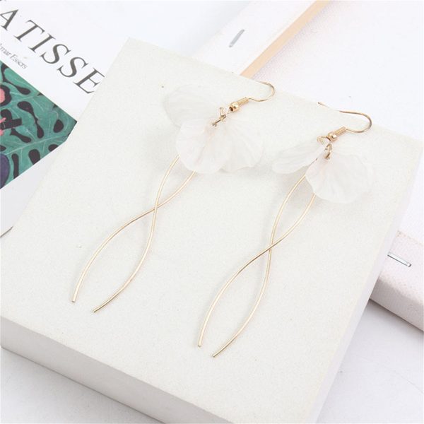 White Acrylic & 18K Gold-Plated Petals Tassel Drop Earrings For Cheap