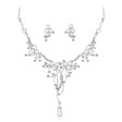 Pearl & Cubic Zirconia Abstract Botany Statement Necklace Set Fashion