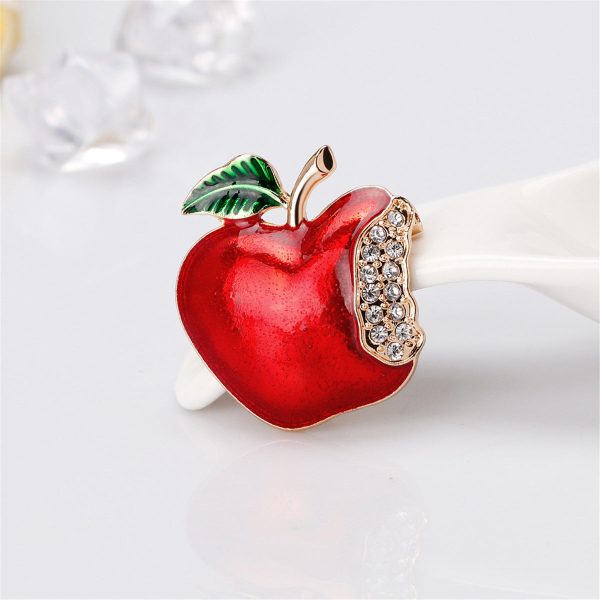 Cubic Zirconia & 18K Gold-Plated Bitten Apple Brooch Cheap