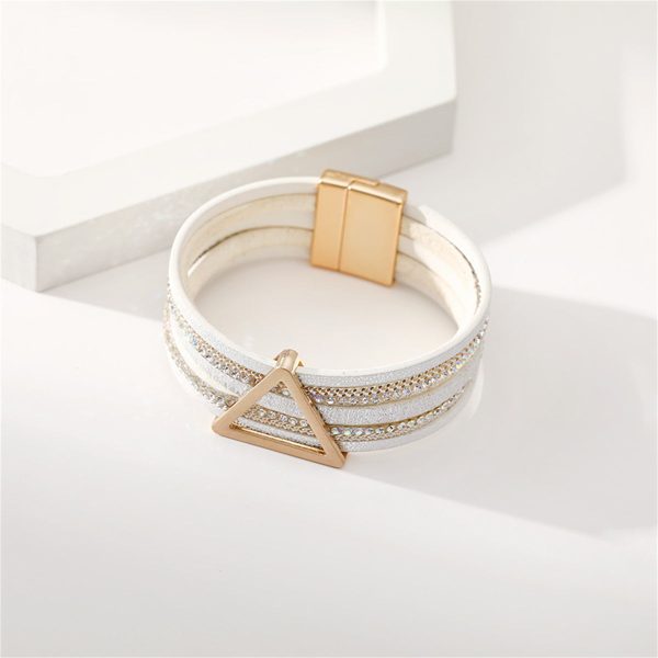 White Polystyrene & Cubic Zirconia Triangle Layered Bracelet Online Sale