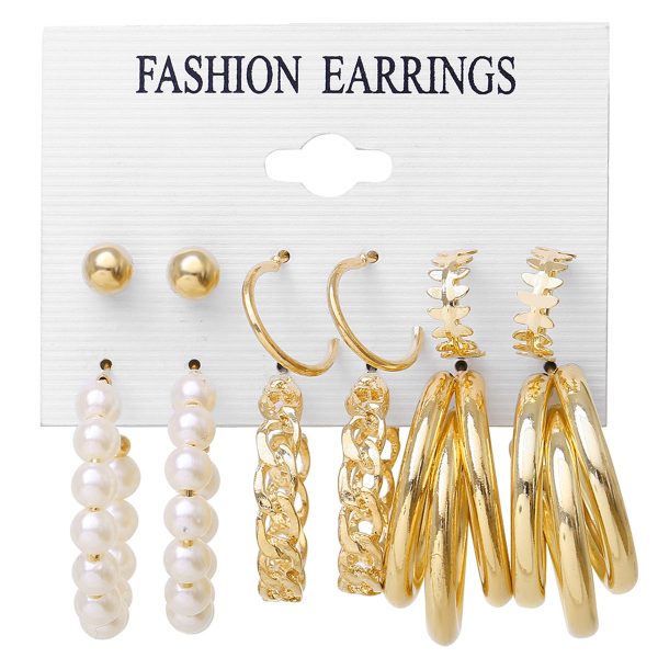 Pearl & 18K Gold-Plated Hoop Earring Set on Sale